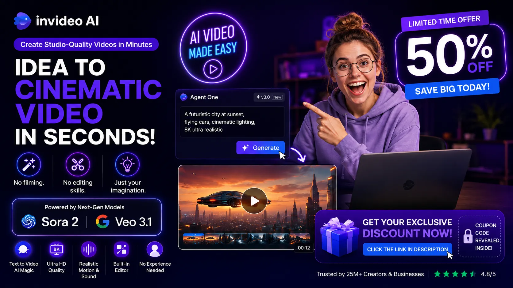 Invideo AI: Create Full Films, Ads & YouTube Videos Just by Thinking Out Loud